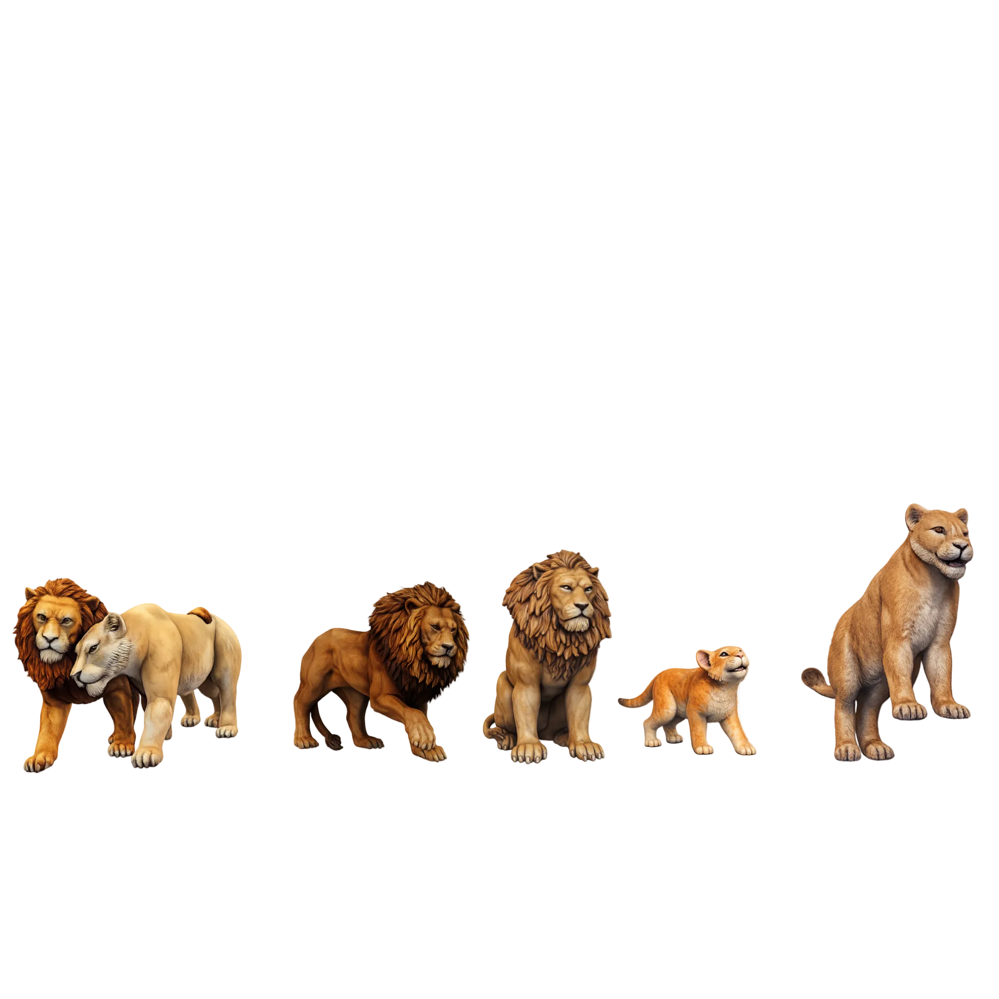 Painted Lion Pride miniatures