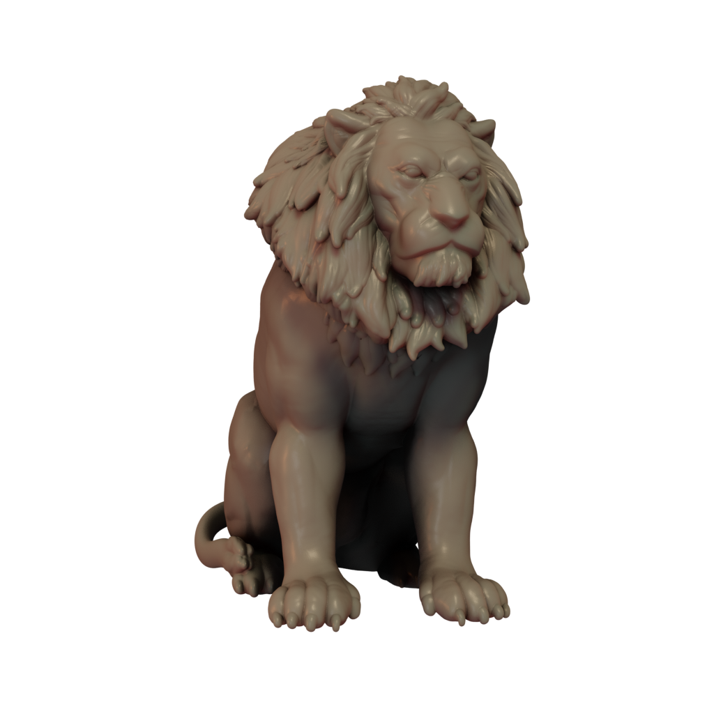 3D printed Lion Sitting front view