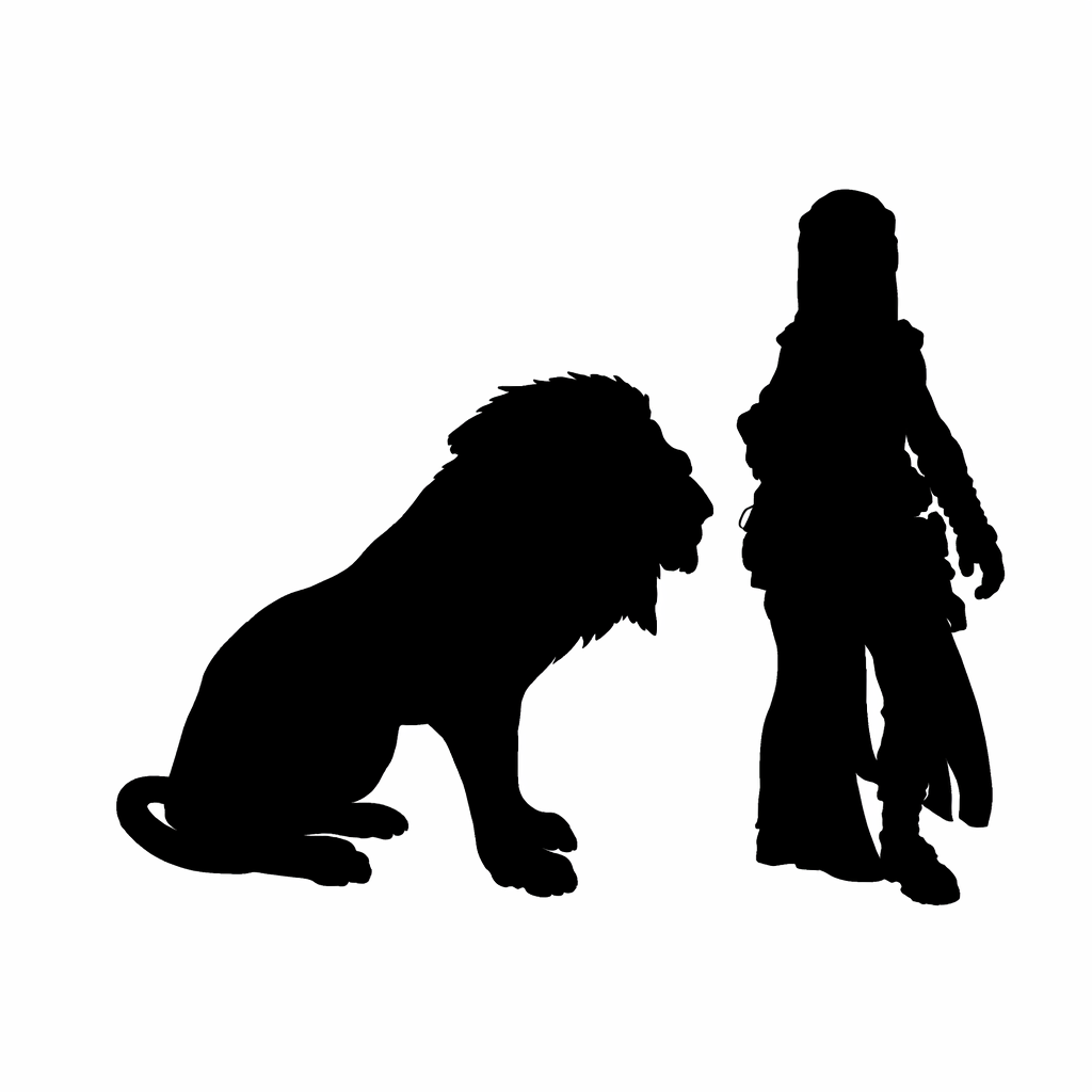 Lion Sitting scale comparison to 28mm human miniature
