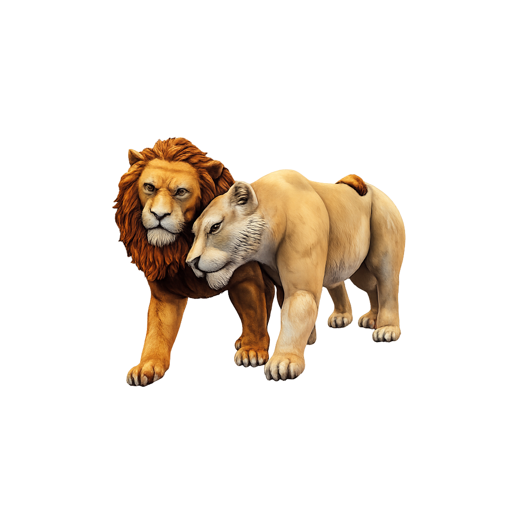Painted Lion and Lioness miniature