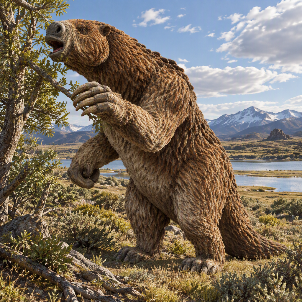 Megatherium attacking in a Pleistocene enviroment