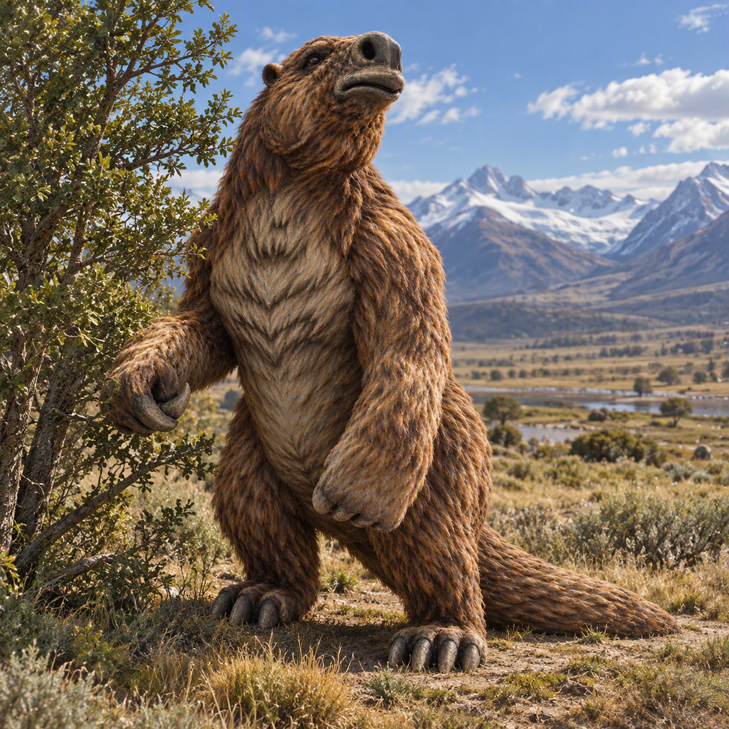Megatherium Looking in Pleistocene enviroment