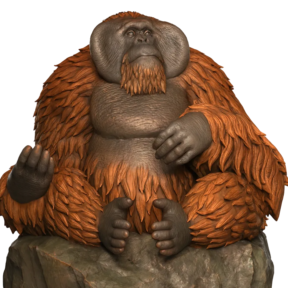 Painted Orangutan on rock miniature