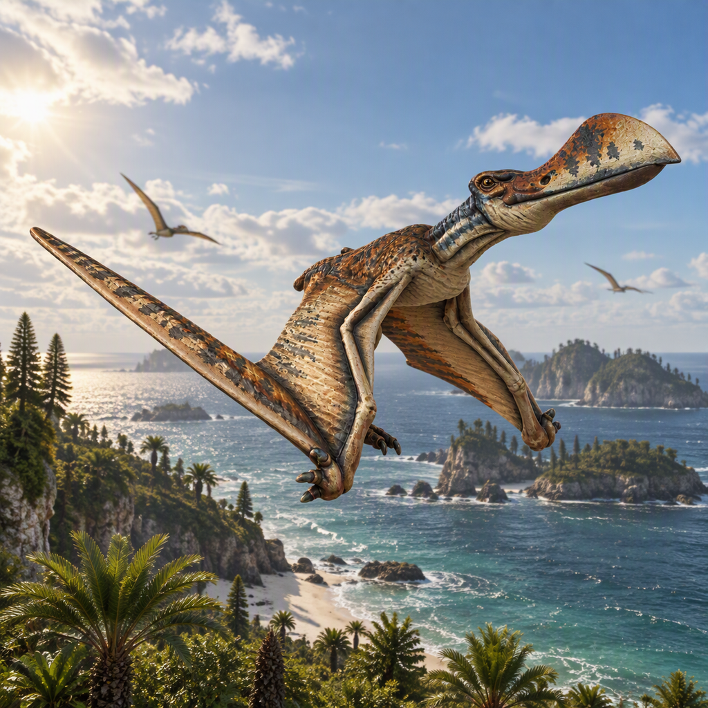 Ornithocheirus dinosaur in cretaceous sky