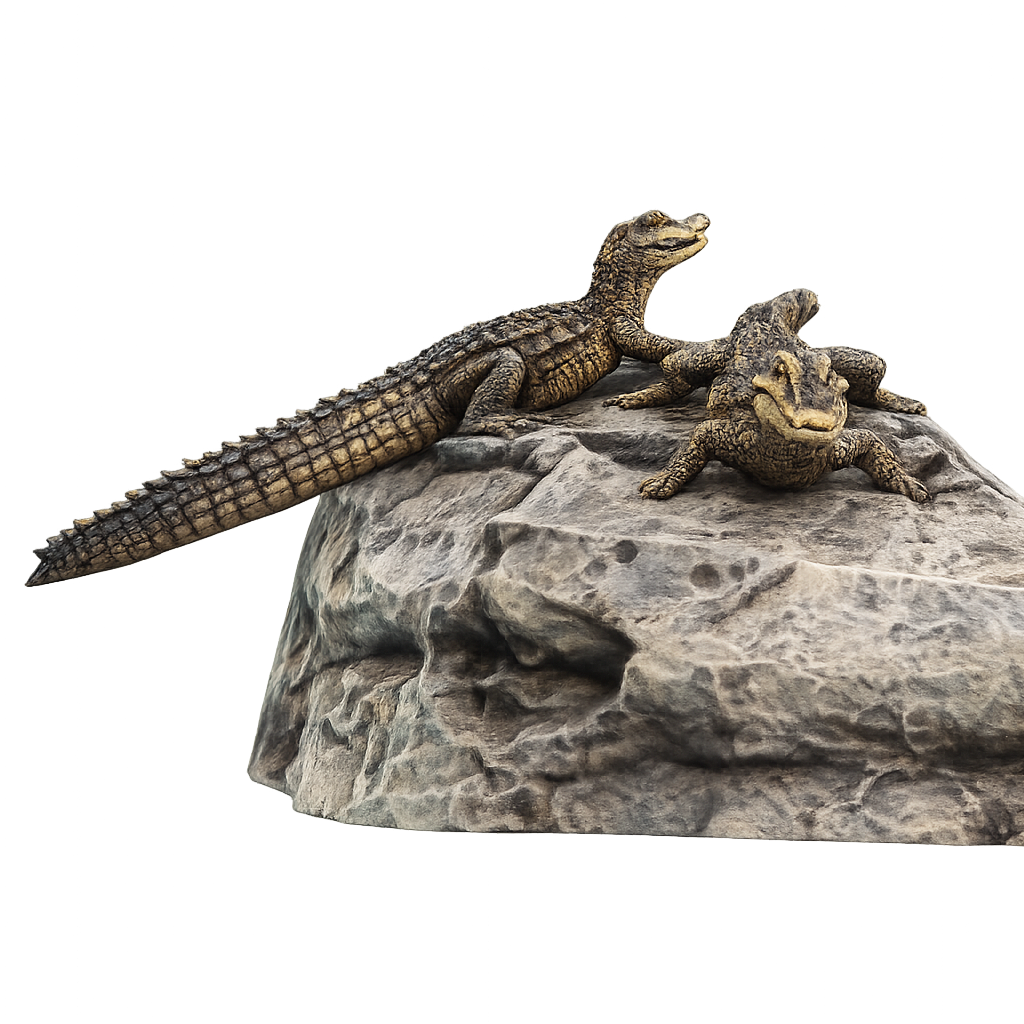 Painted Paleosuchus on rock miniature