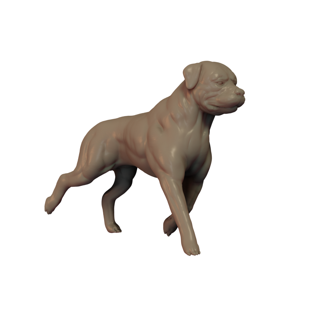3D print of a Rotweiller side view