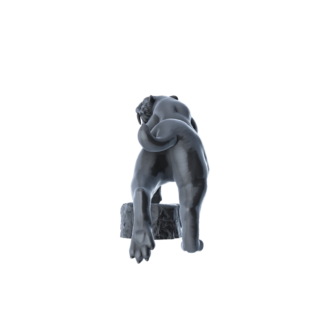 3D printed Sabretooth Tiger on rock rear view