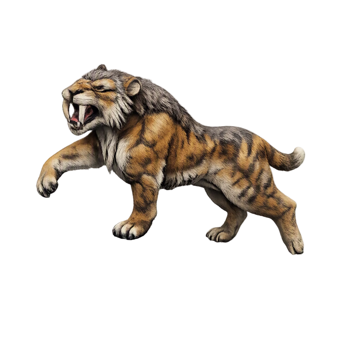 Painted Sabretooth Tiger on rock