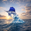 Sailfish and wave - 28mm Miniature