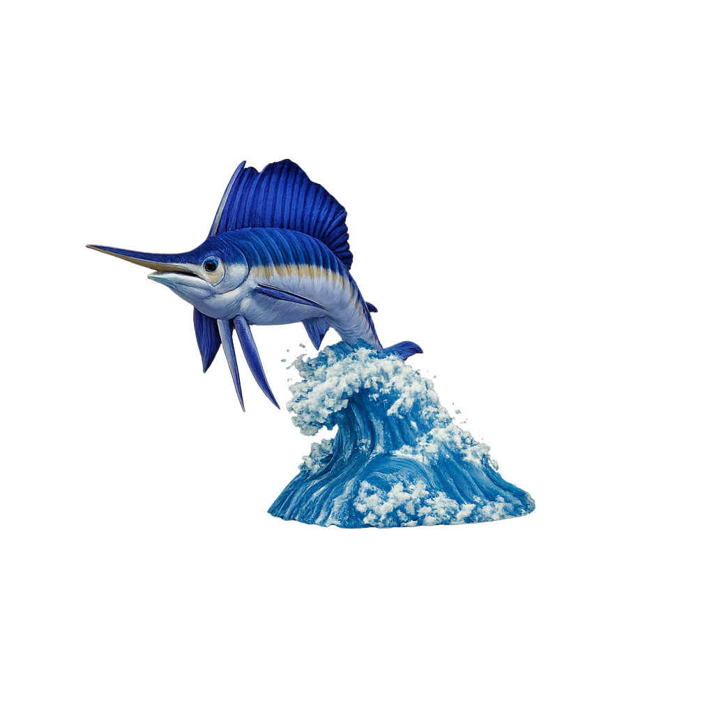 Painted Sailfish and Wave miniature