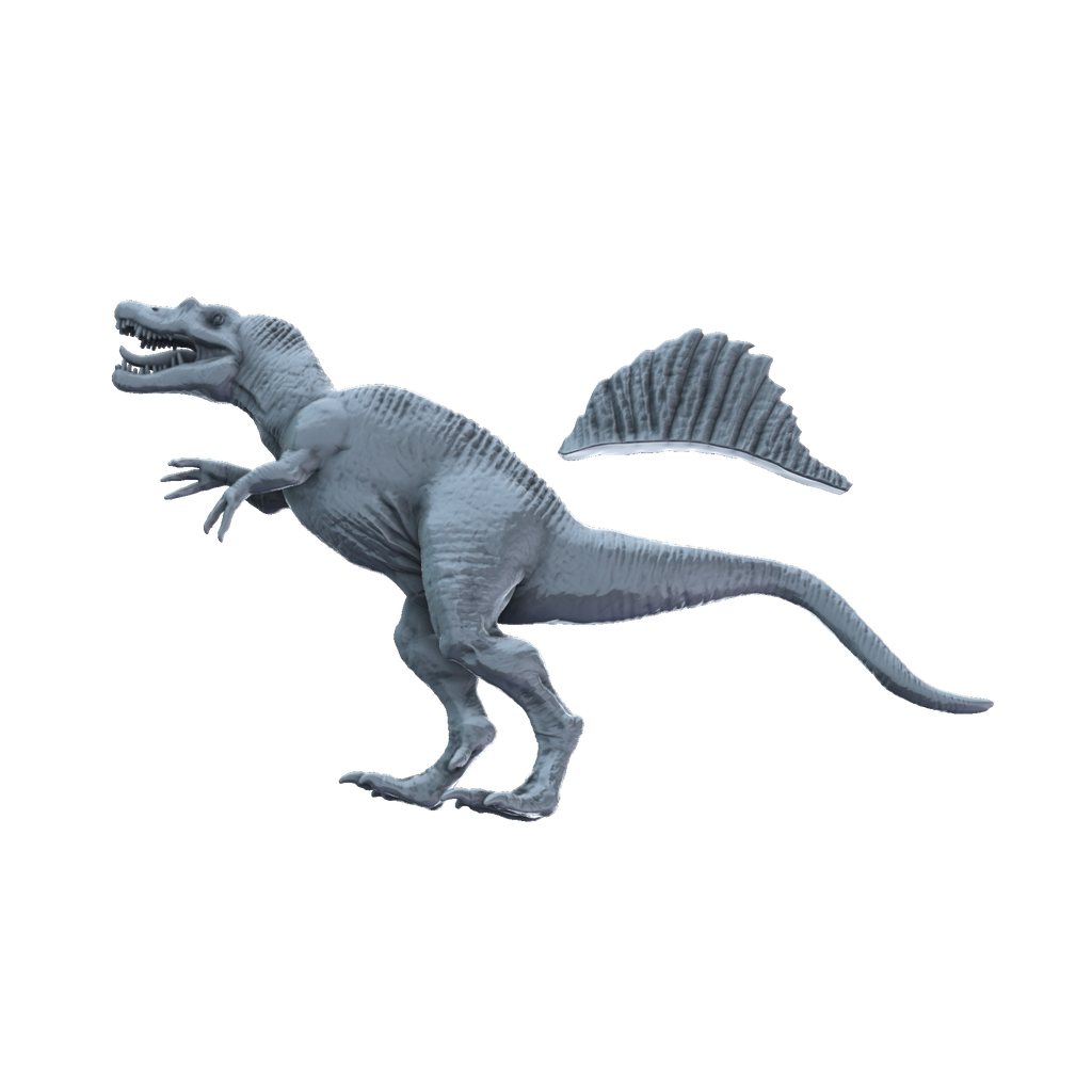 3D printed Spinosaurus dinosaur parts view
