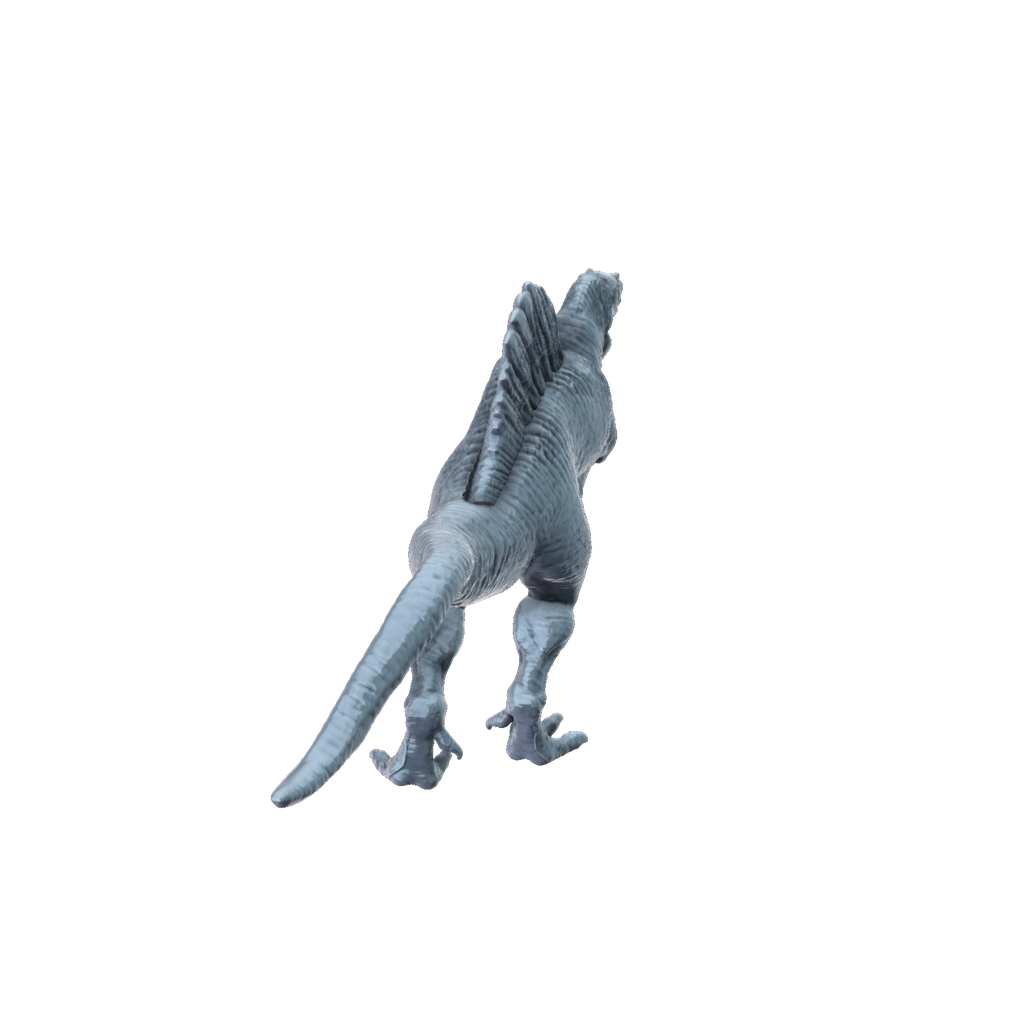 3D printed Spinosaurus dinosaur rear view