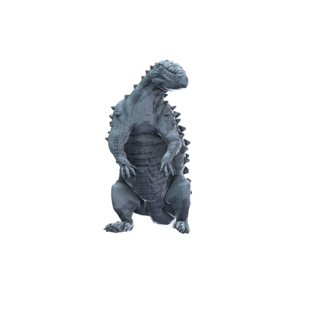3D printed Stegouros sitting front view