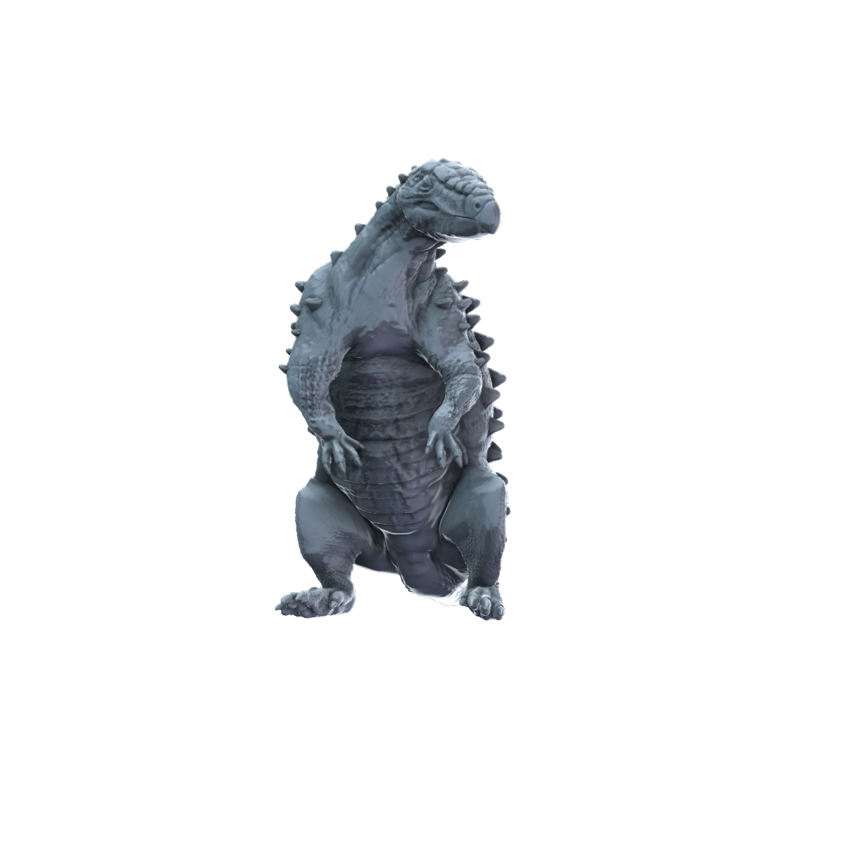 3D printed Stegouros sitting front view