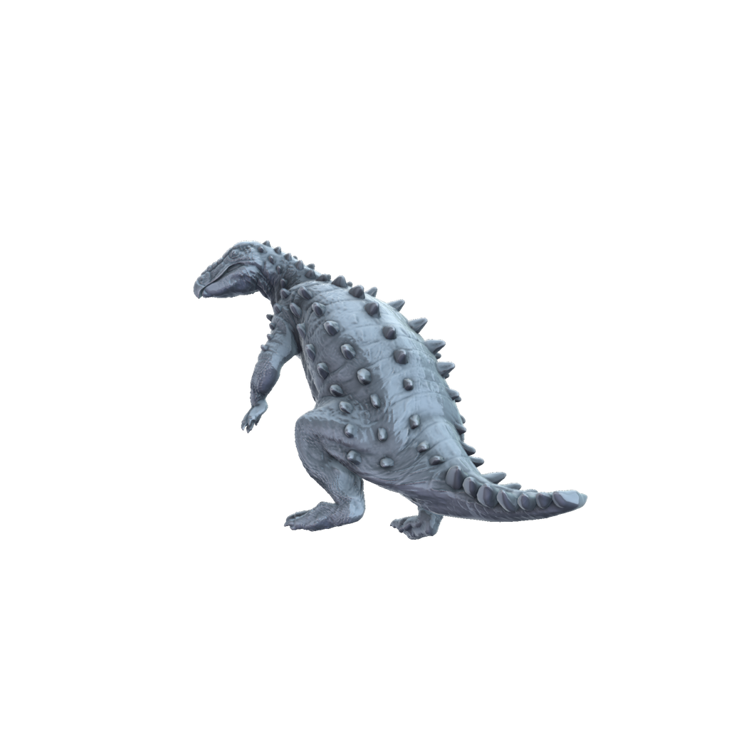 3D printed Stegouros sitting rear view