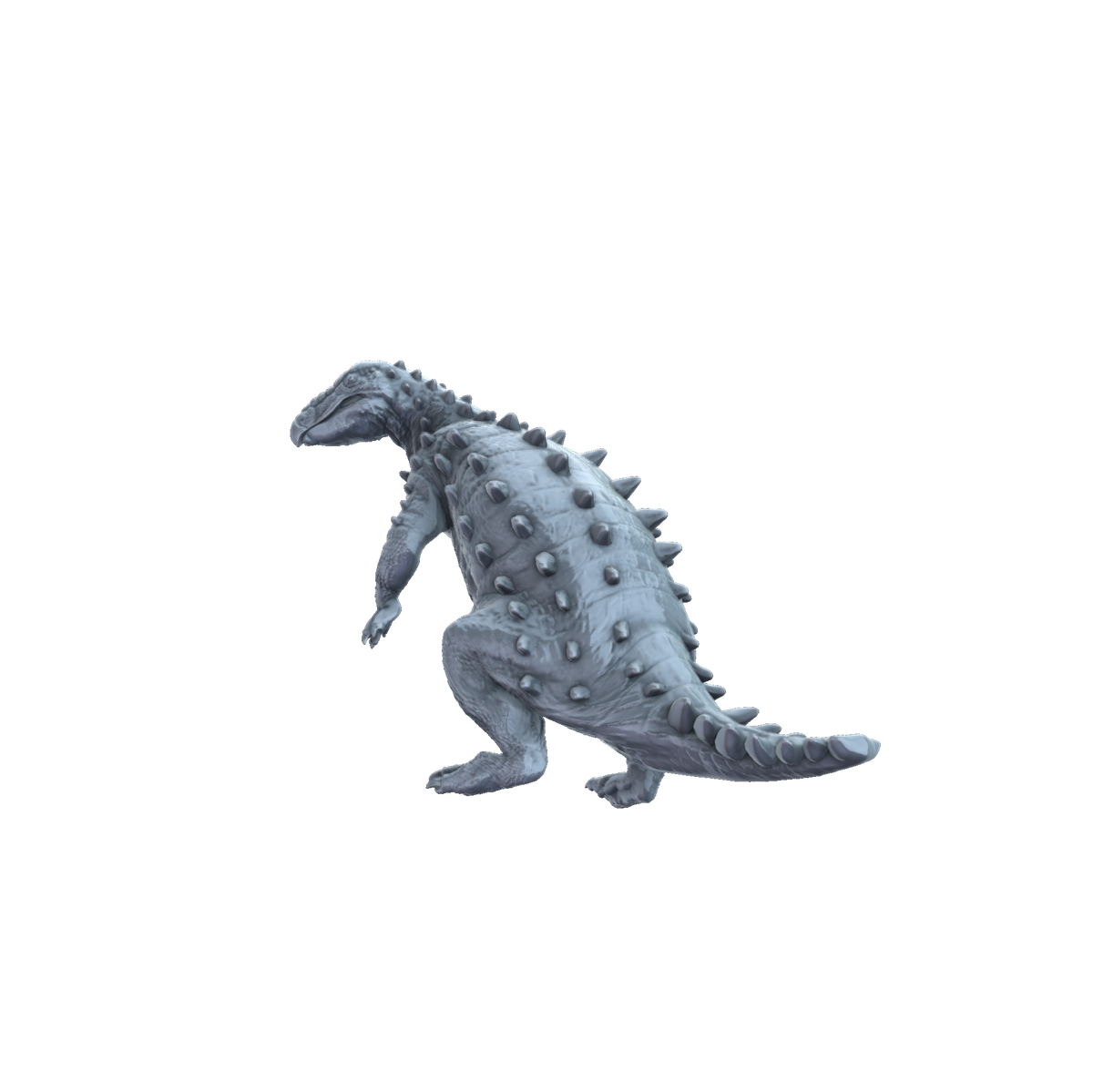 3D printed Stegouros sitting rear view