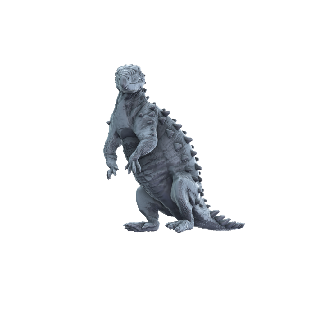 3D printed Stegouros sitting front view