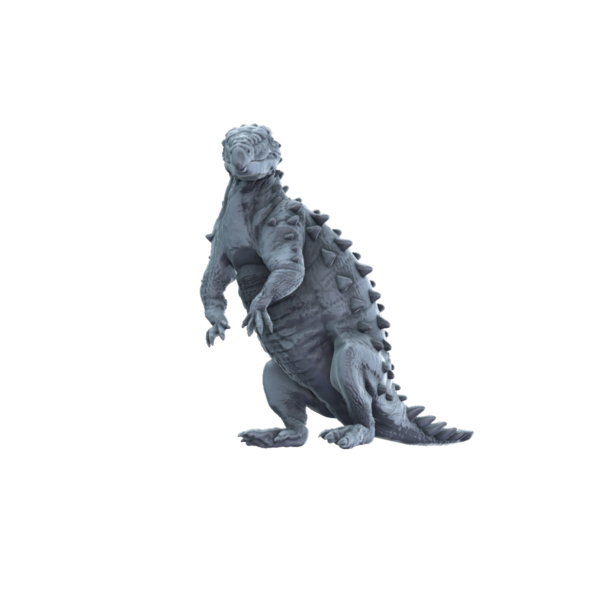 3D printed Stegouros sitting front view