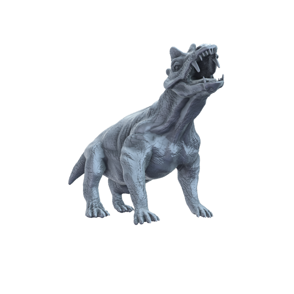 3D printed Styracocephalus roaring front view
