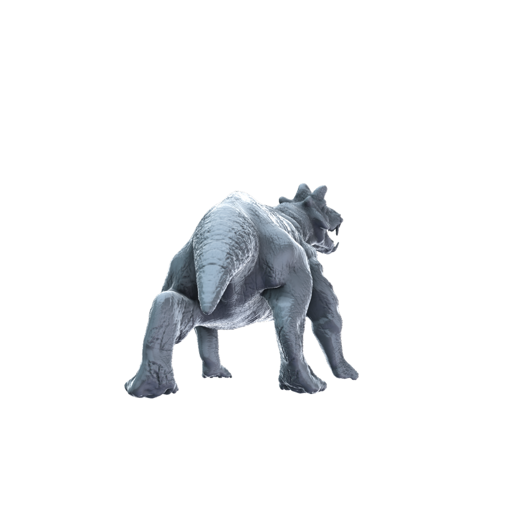 3D printed Styracocephalus roaring rear view