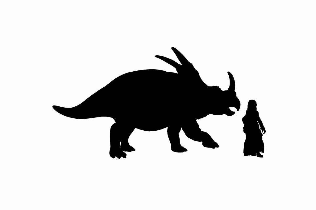 Styracosaurus scale comparison to 28mm human miniature