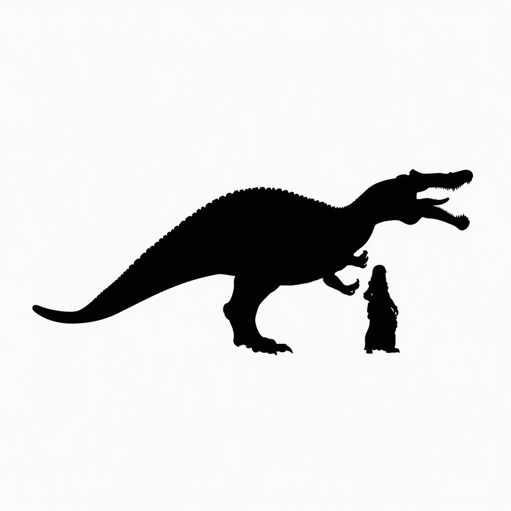 Suchomimus scale comparison to 28mm human miniature