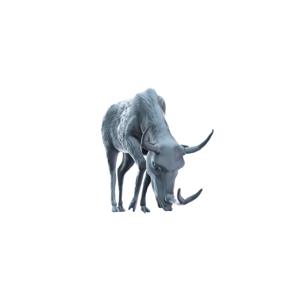 3D printed Synthetoceras grazing front view