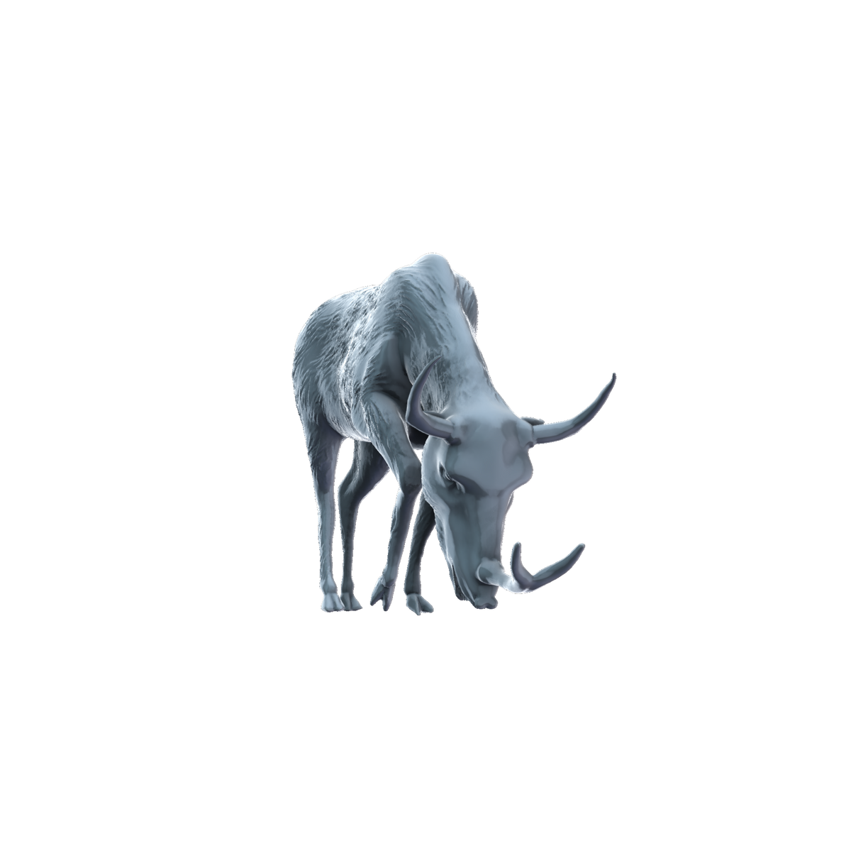 3D printed Synthetoceras grazing front view