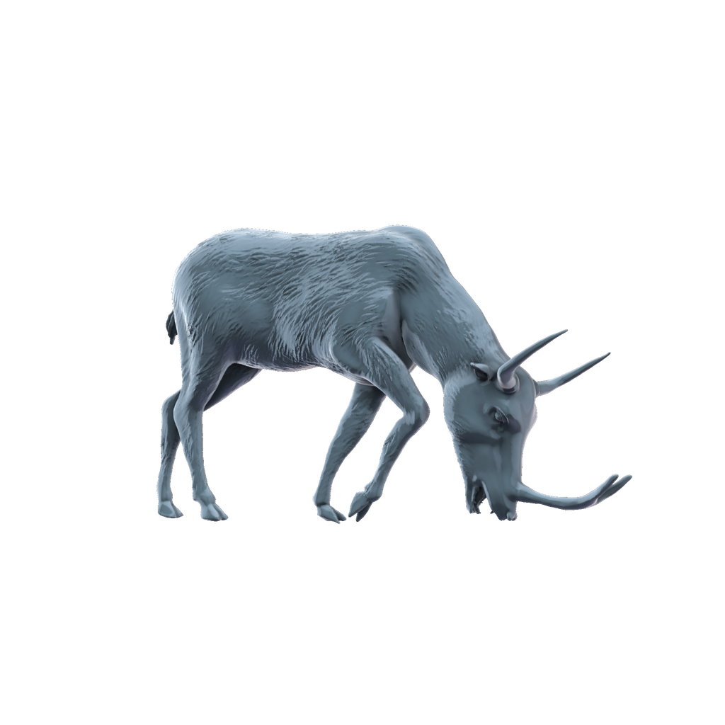 3D printed Synthetoceras grazing side view
