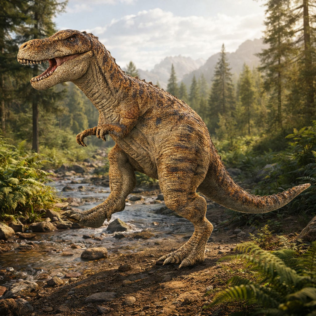 Tarbosaurus dinosaur in a Cretaceous enviroment