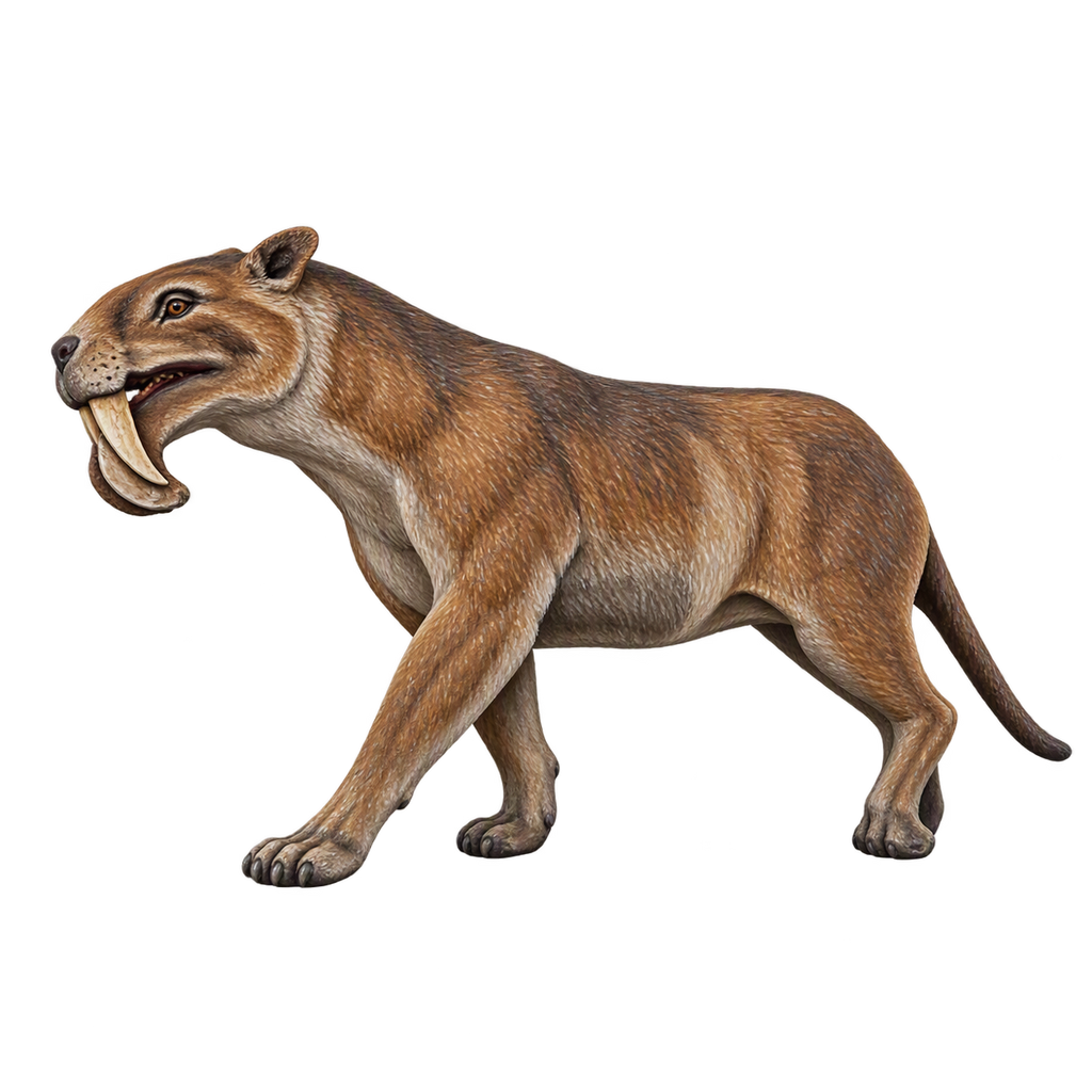 Painted Thylacosmilus walking 3D printed miniature
