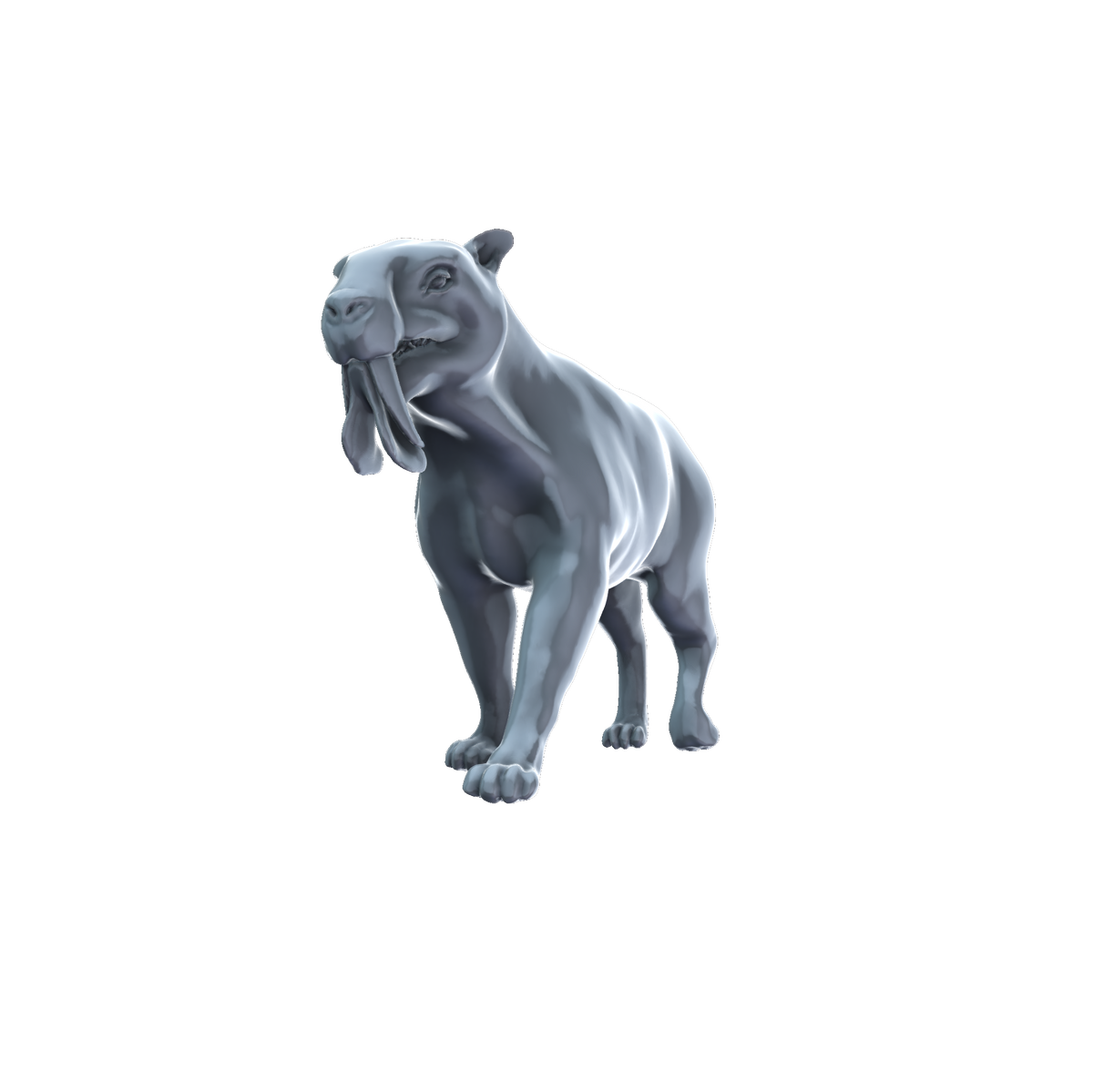 3D printed Thylacosmilus walking front view