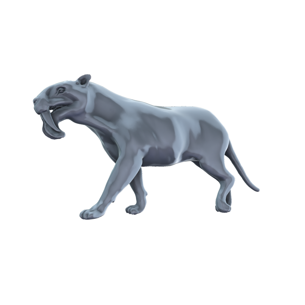 3D printed Thylacosmilus walking side view
