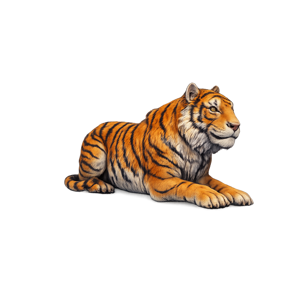 Painted Tiger Laying miniature
