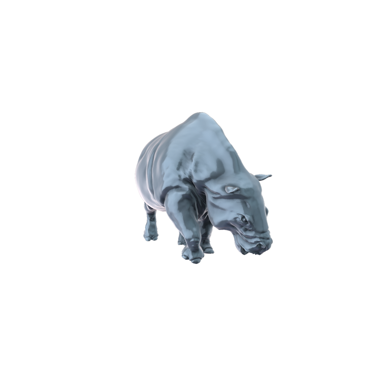 3D printed Toxodon charging front view