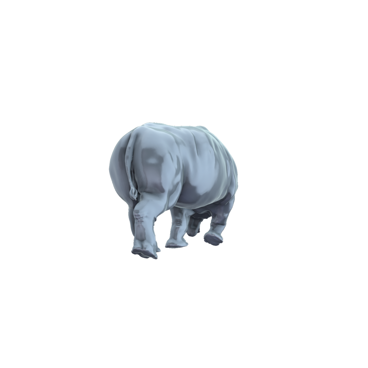 3D printed Toxodon charging rear view