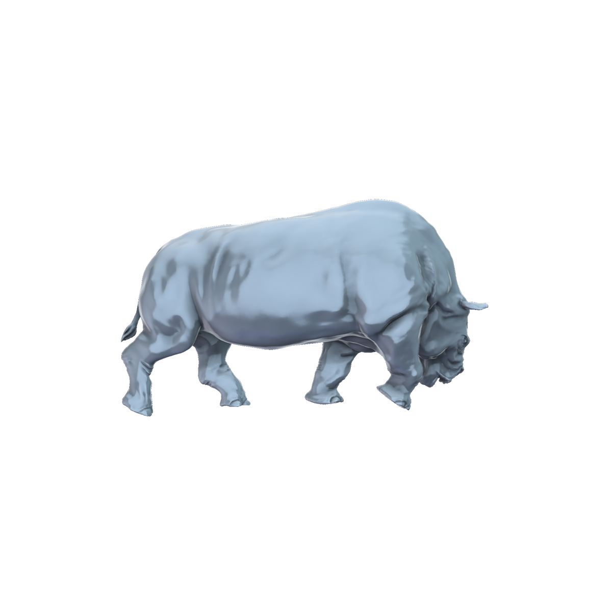 3D printed Toxodon charging side view