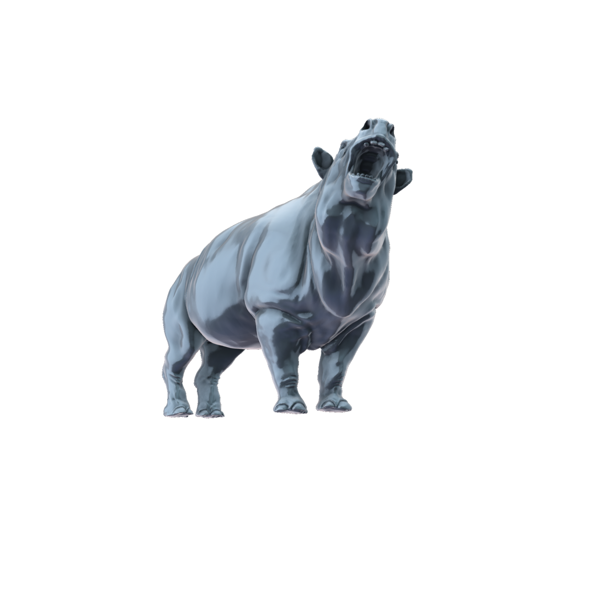 3D printed Toxodon roaring front view