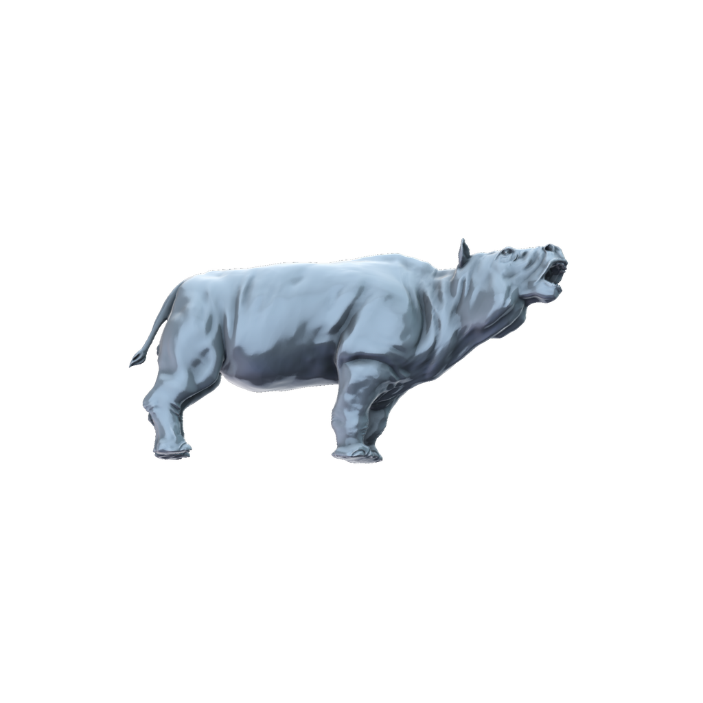 3D printed Toxodon roaring side view