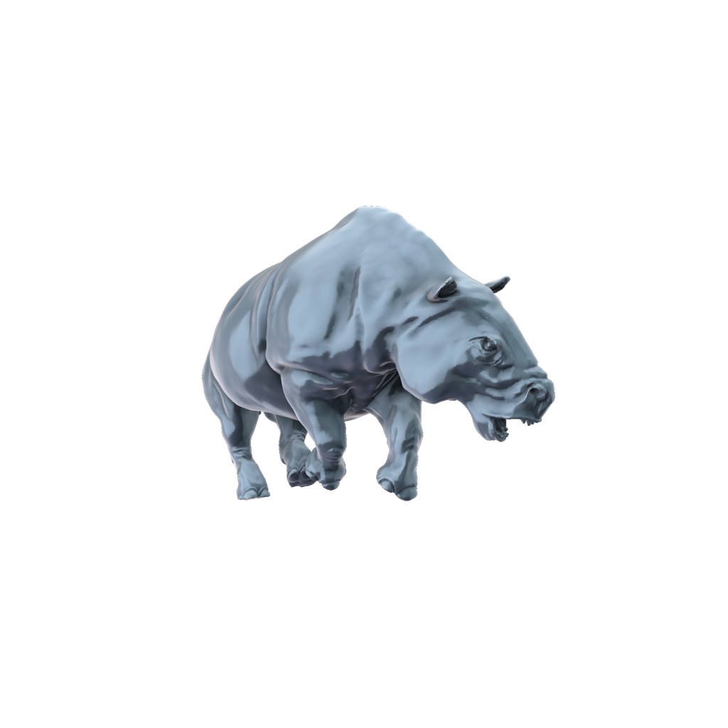 3D printed Toxodon running front view