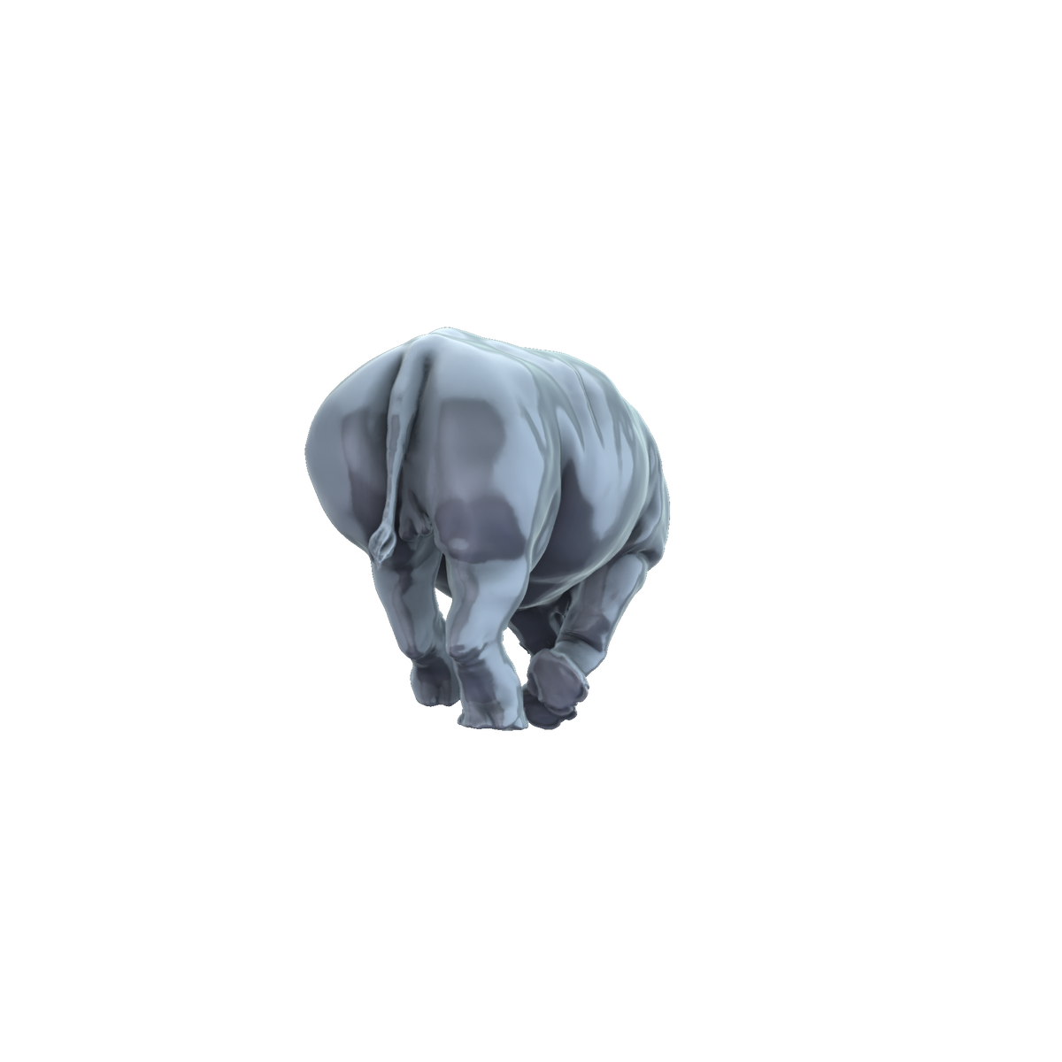 3D printed Toxodon running rear view