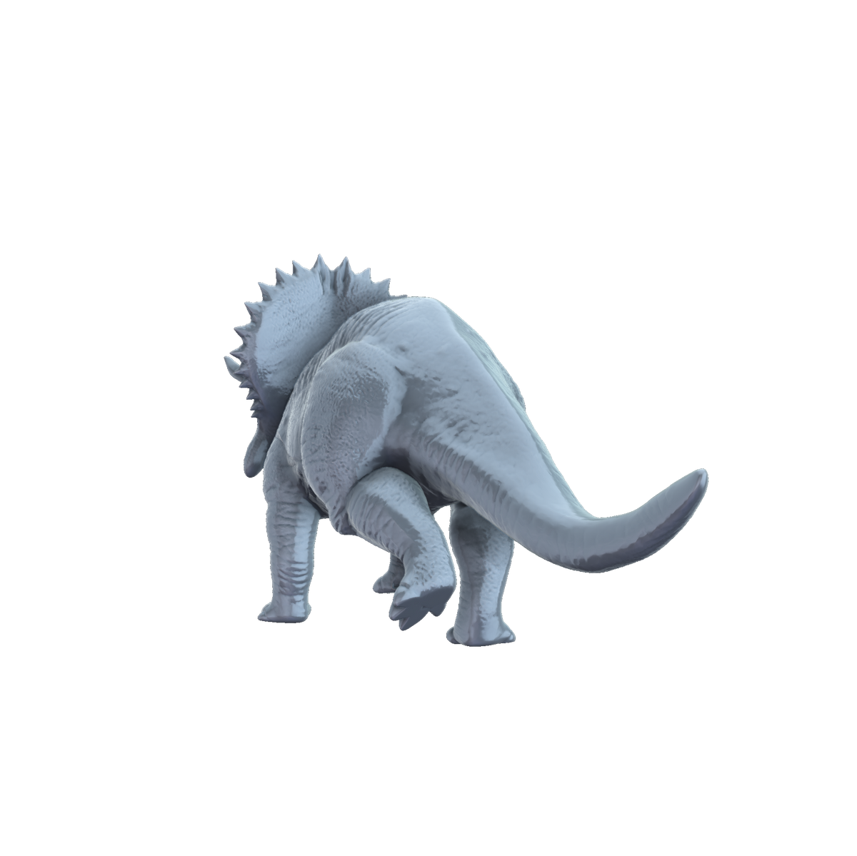 3D printed Triceratops standing rear view
