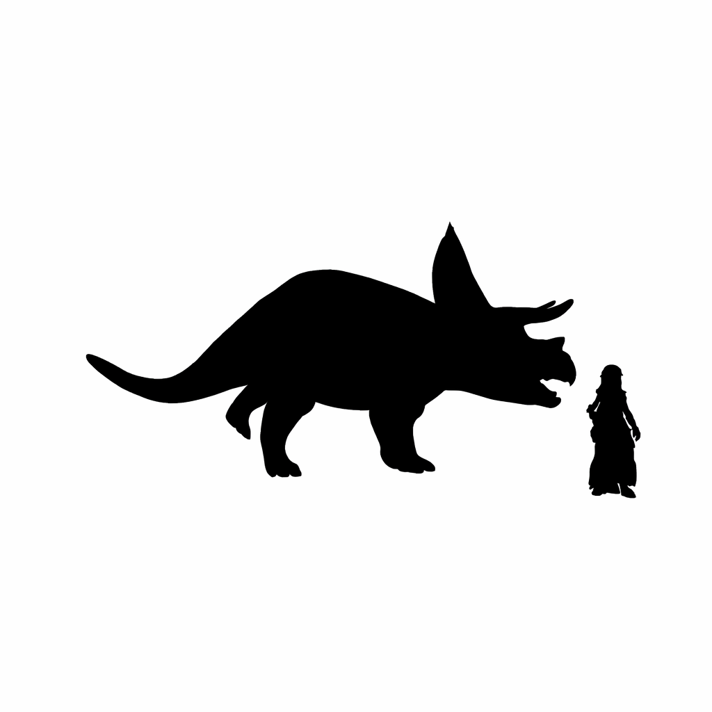 Triceratops walking scale comparison to 28mm human miniature