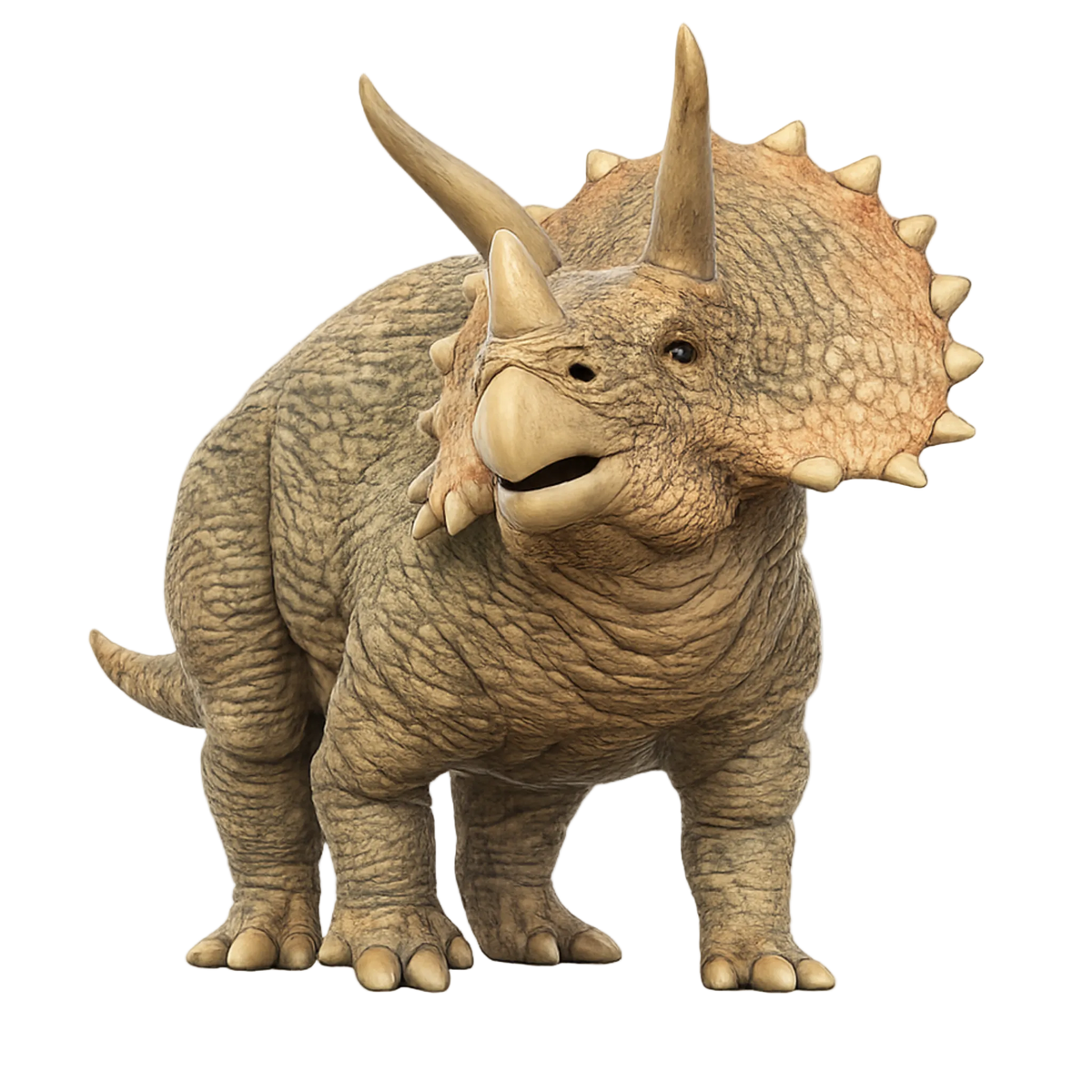 Painted Triceratops watching miniature