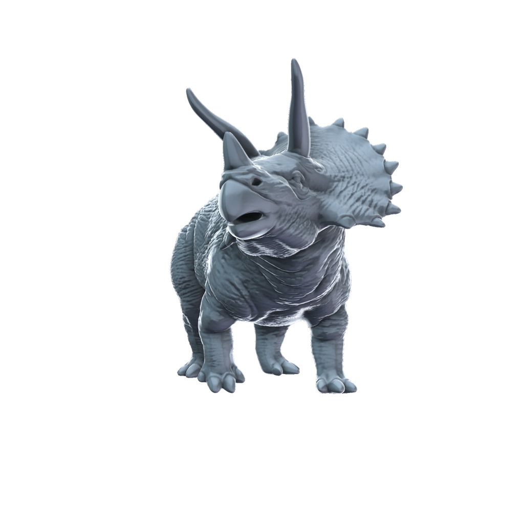 3D printed Triceratops watching front view