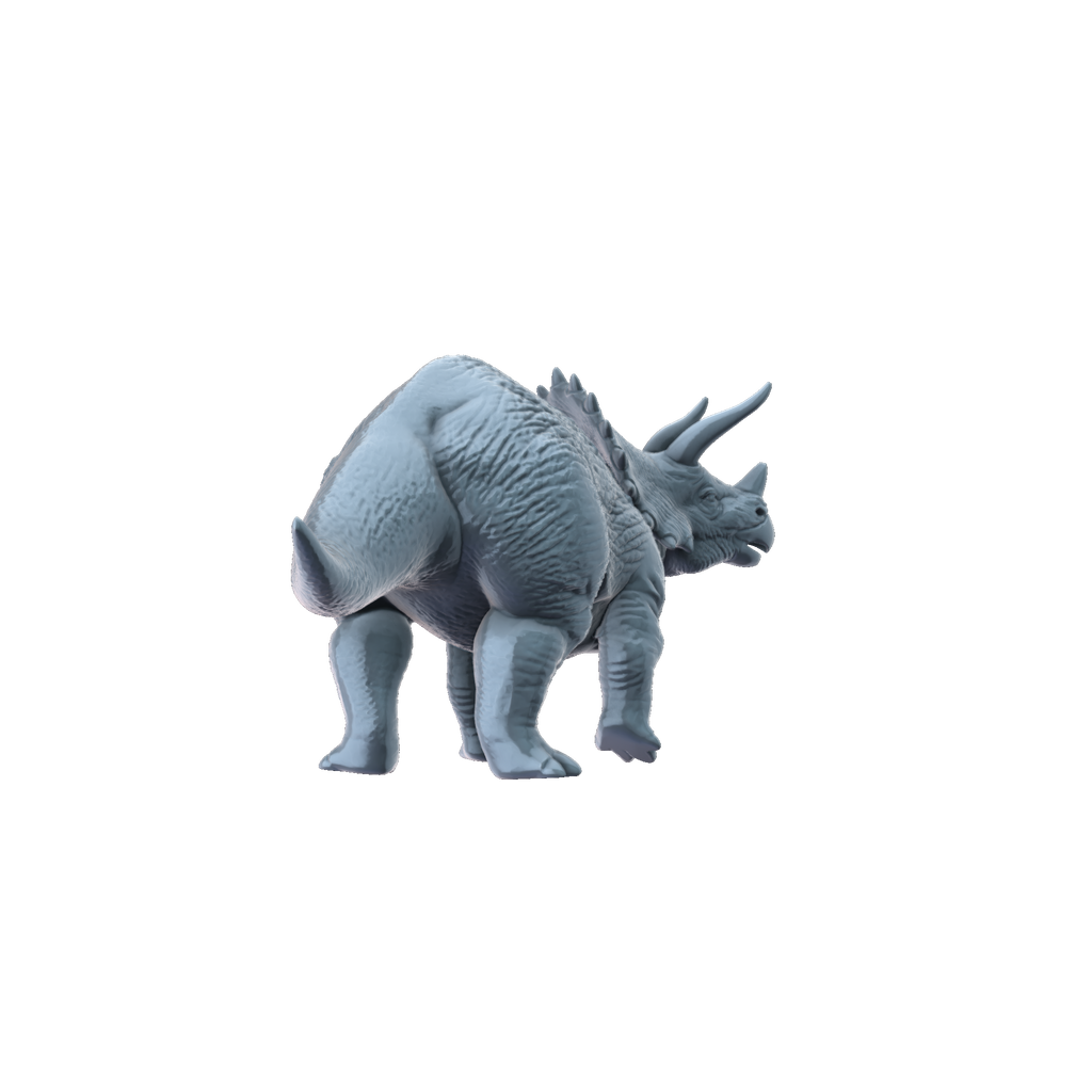 3D printed Triceratops watching rear view
