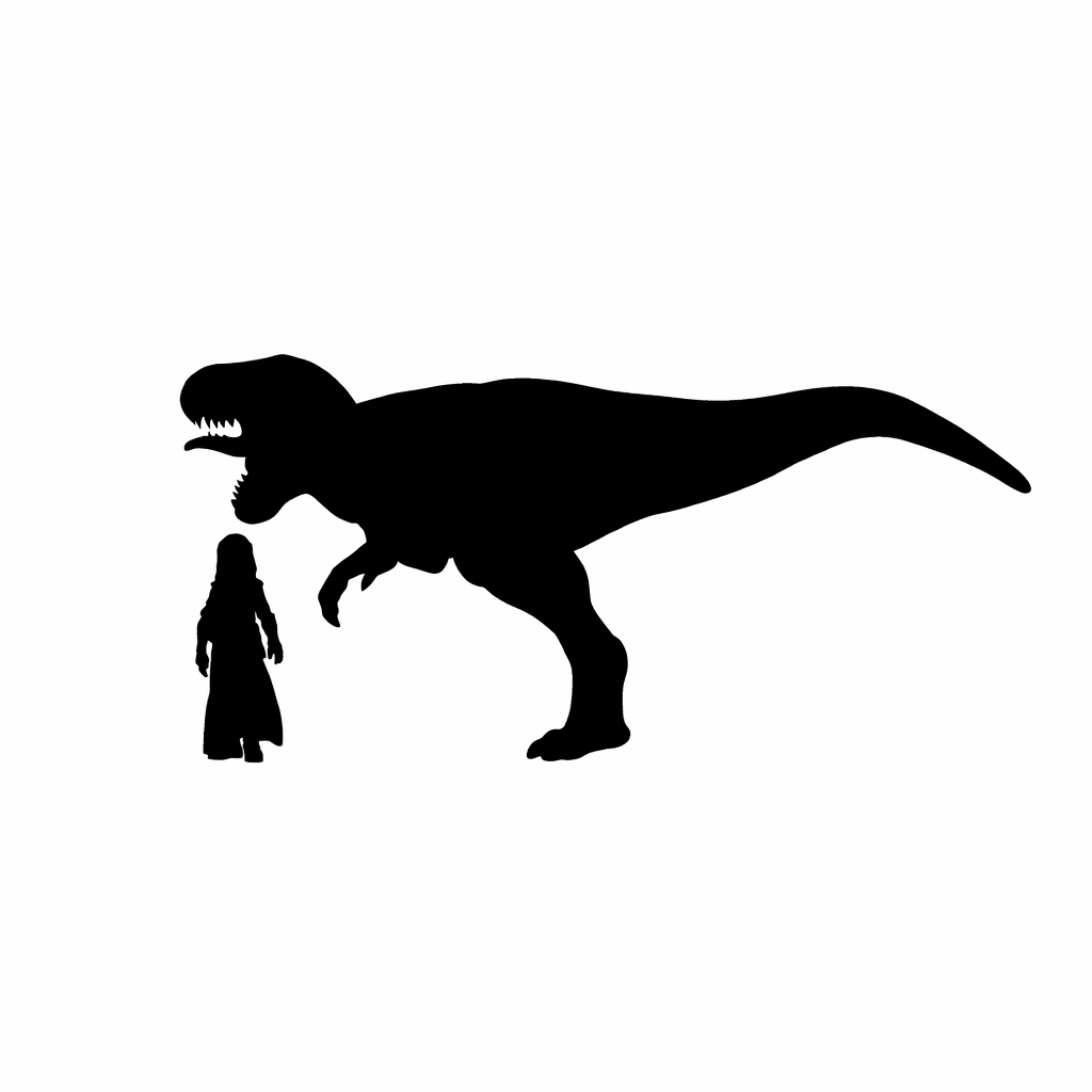 Tyrannosaurus Rex Roaring scale comparison to 28mm human miniature