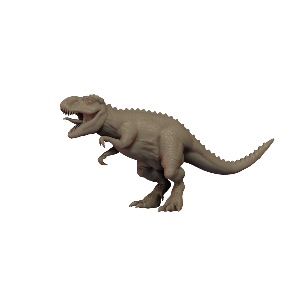 3D printed miniature resin model of a Tyrannosaurus rex without a base.