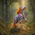 Unicorn in a forest setting