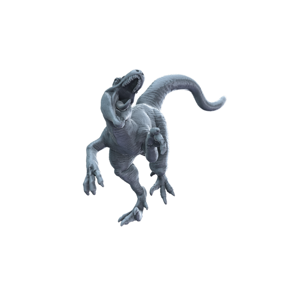 3D printed Utahraptor attacking front view